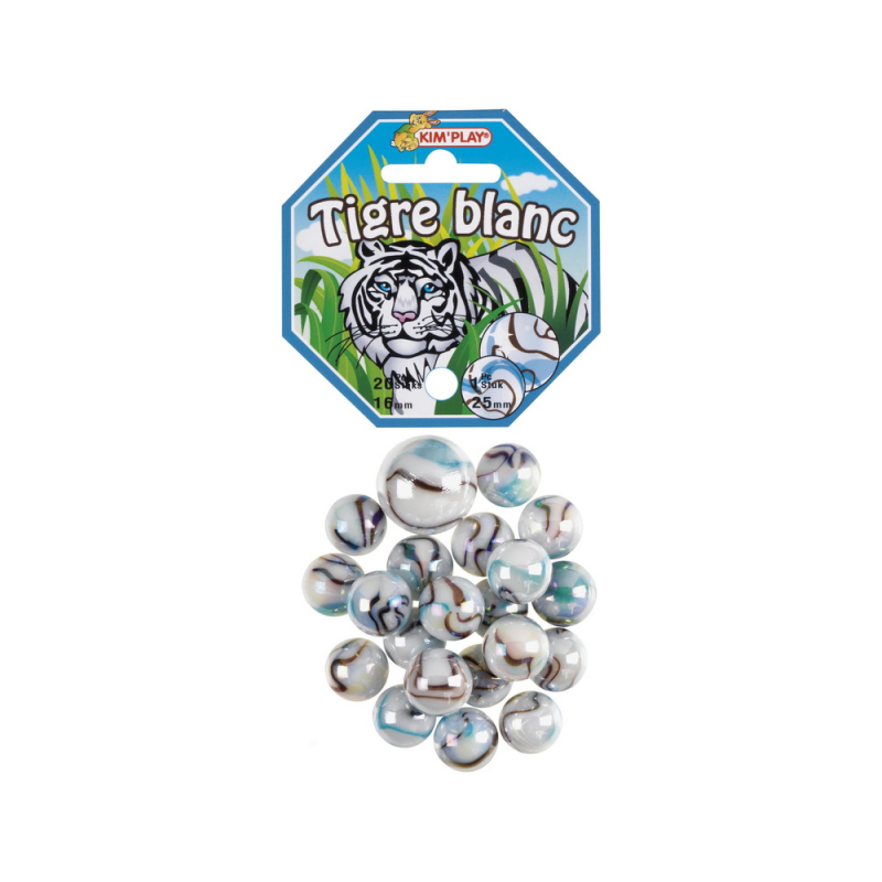 20 BILLES+1 CALOT TIGRE BLANC