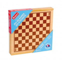 JEUX DE DAMES ET D'ECHECS - COFFRET EN BOIS