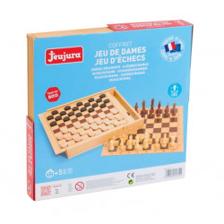 JEUX DE DAMES ET D'ECHECS - COFFRET EN BOIS