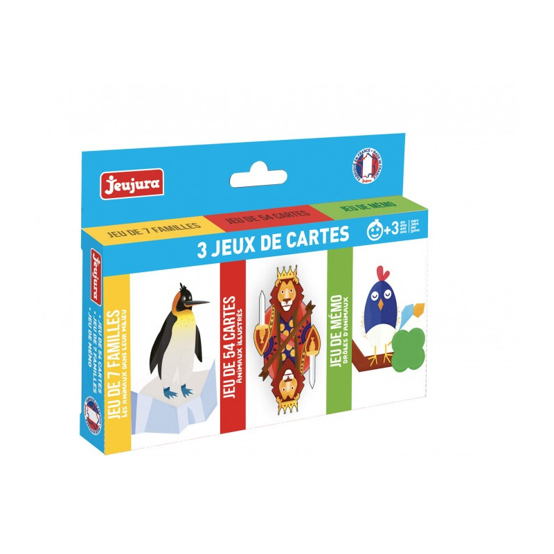 COFFRET 3 JEUX DE CARTES : 54 CARTES, 7 FAMILLES, MEMO