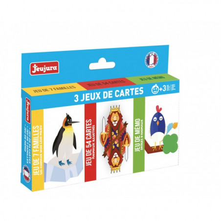 COFFRET 3 JEUX DE CARTES : 54 CARTES, 7 FAMILLES, MEMO