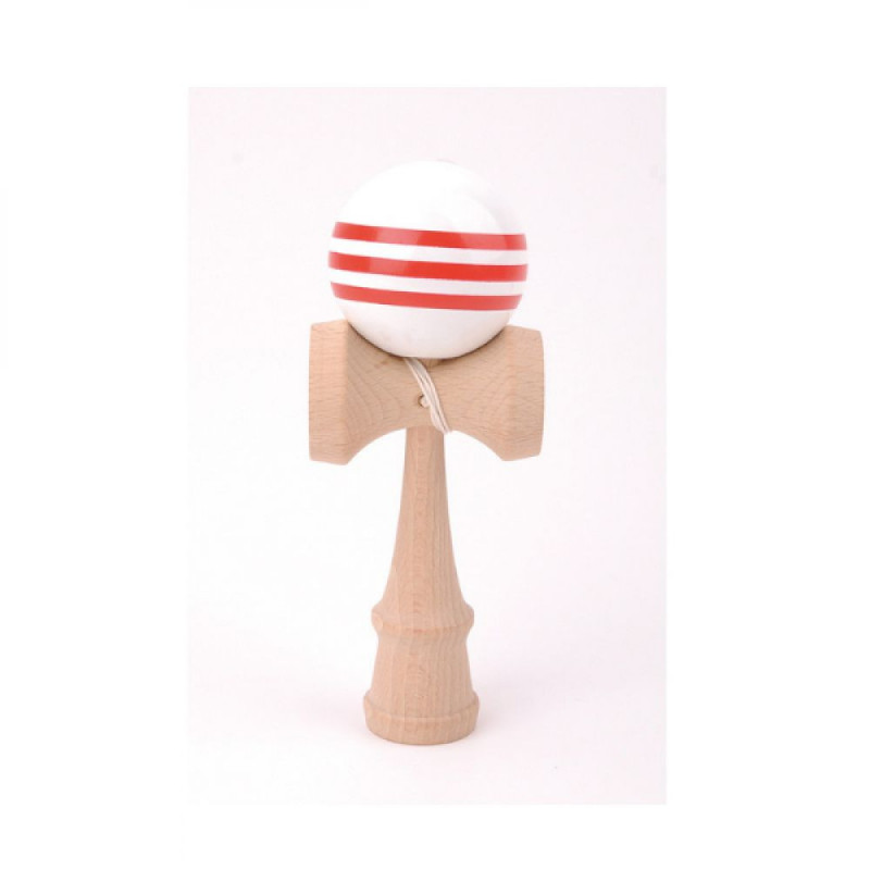 KENDAMA - BOULE 6CM BLANC BANDE ROUGE