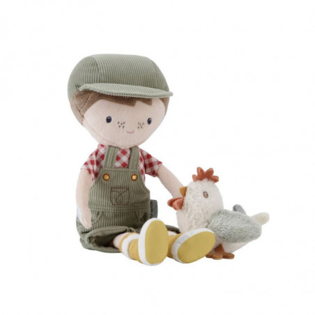 POUPEE JIM, FERME AVEC POULE - 35CM