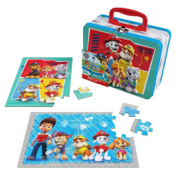 PUZZLE 2x24P - PAT PATROUILLE - GRANDE VALISETTE METAL 2 PUZZLES LENTICULAIRES