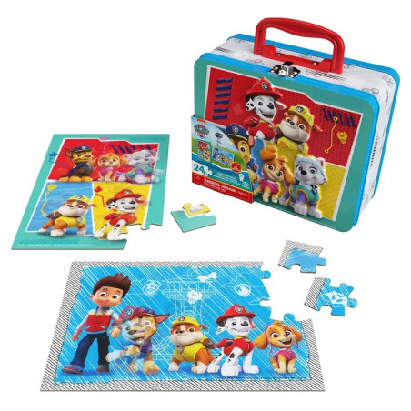 PUZZLE 2x24P - PAT PATROUILLE - GRANDE VALISETTE METAL 2 PUZZLES LENTICULAIRES