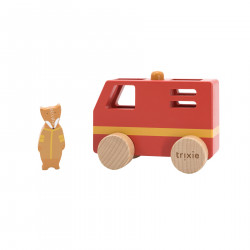 PETIT CAMION DE POMPIER EN BOIS ANIMAUX