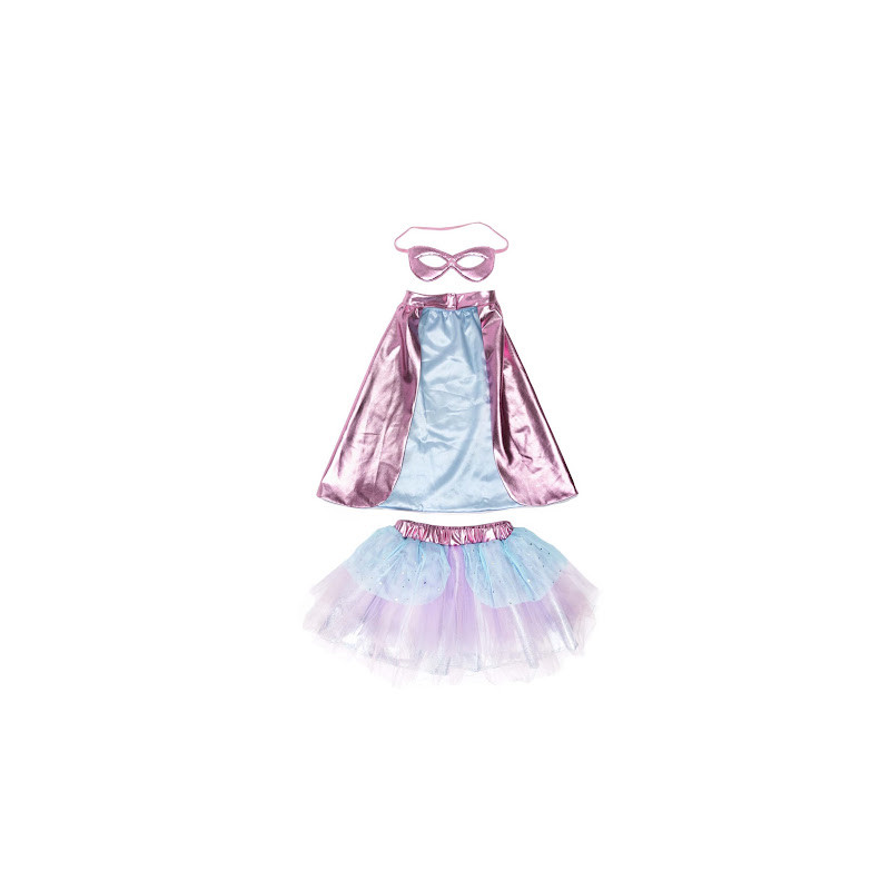 SET DE SUPER-HEROINE, TUTU/CAPE/MASQUE, ROSE/BLEU CLAIR, TAILLE US 4-6 SET DE SUPER-HEROINE, TUTU/CAPE/MASQUE, ROSE/BLEU CLAIR, TAILLE US 4-6