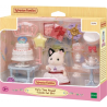 SYLVANIAN - LA FILLE CHAT BICOLORE ET SON GOUTER D'ANNIVERSAIRE