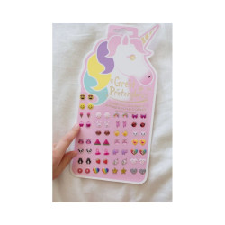 SET DE 30 PAIRES DE BOUCLES D'OREILLES AUTOCOLLANTES LICORNE