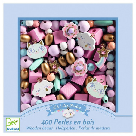 FOISON DE PERLES - PERLES EN BOIS, ARC-EN-CIEL.