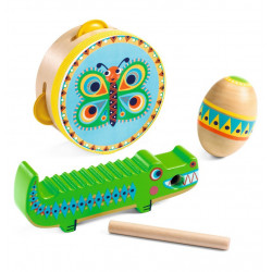 ANIMAMBO - SET DE PERCUSSIONS : TAMBOURIN, MARACAS, GUIRO FSC 100%