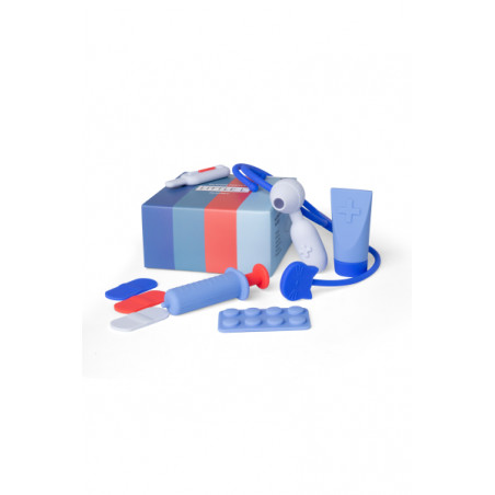 SET DU DOCTEUR BLEUS ET ORANGE EN SILICONE