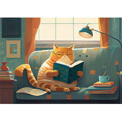 PUZZLE 1000P - CAT & BOOKS