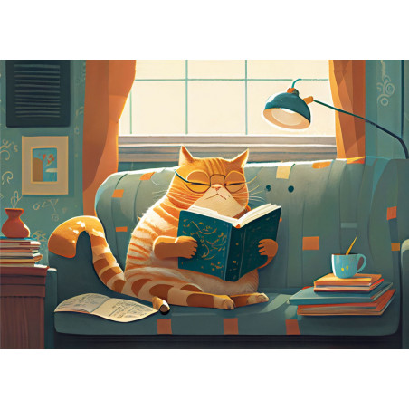 PUZZLE 1000P - CAT & BOOKS