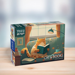 PUZZLE 1000P - CAT & BOOKS