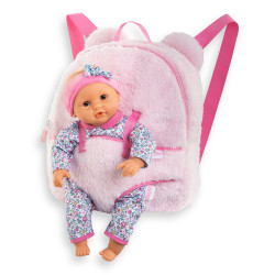 SAC A DOS PORTE POUPON PELUCHE ROSE - 30CM