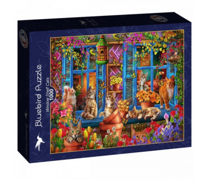 PUZZLE 1000P - CHATS SUR LE REBORD DE LA FENETRE