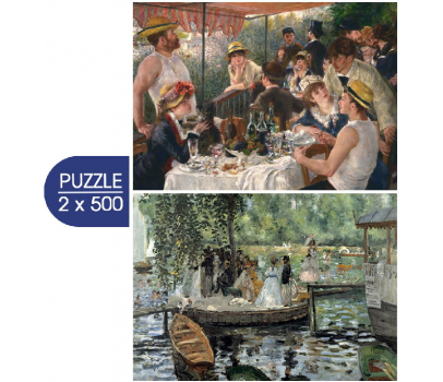 PUZZLE 500P - 2 PUZZLES - L'ART D'AUGUSTE RENOIR : LE DEJEUNER DES CANOTIERS - LA GRENOUILLERE
