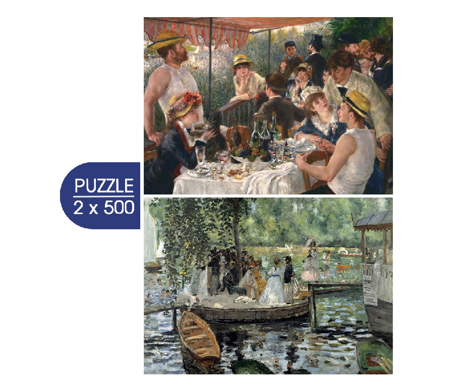 PUZZLE 500P - 2 PUZZLES - L'ART D'AUGUSTE RENOIR : LE DEJEUNER DES CANOTIERS - LA GRENOUILLERE