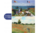 PUZZLE 500P - 2 PUZZLES - L'ART DE MONET : TERRASSE A SAINTE-ADRESSE, 1867 - COQUELICOT, 1873