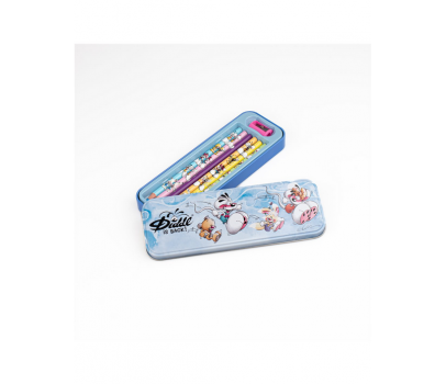 PLUMIER METAL 6 CRAYONS DE COULEURS DIDDL