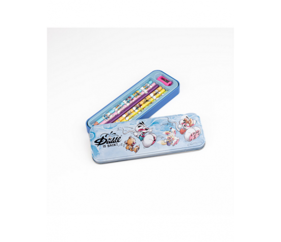 PLUMIER METAL 6 CRAYONS DE COULEURS DIDDL