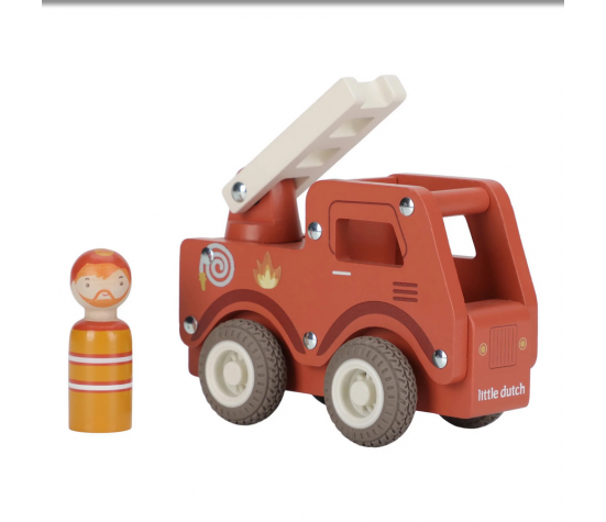 CAMION DE POMPIERS 1ER AGE EN BOIS FSC