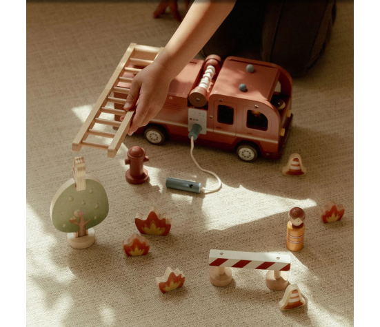 CAMION DE POMPIERS ET ACCESSOIRES EN BOIS FSC