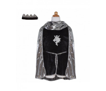 SET CHEVALIER (TUNIQUE, CAPE, COURONNE), ARGENT, TAILLE US 5-6 (3 PCS)