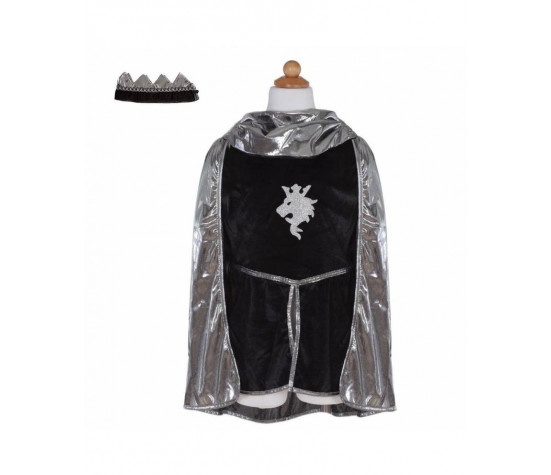 SET CHEVALIER (TUNIQUE, CAPE, COURONNE), ARGENT, TAILLE US 5-6 (3 PCS)