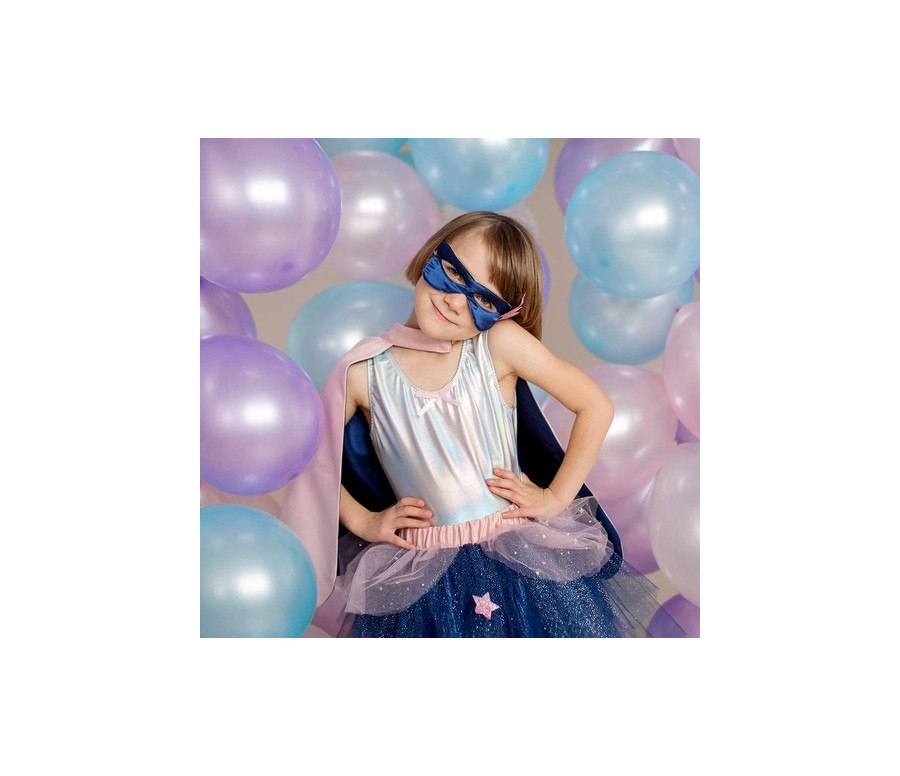 SET DE SUPER-HEROENE (TUNIQUE, CAPE, MASQUE),, ROSE/BLEU, TAILLE US 4-6 (3 PCS) SET DE SUPER-HEROENE (TUNIQUE, CAPE, MASQUE),, ROSE/BLEU, TAILLE US 4-6 (3 PCS)