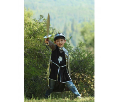 SET CHEVALIER (TUNIQUE, CAPE, COURONNE), ARGENT, TAILLE US 7-8 (3 PCS)