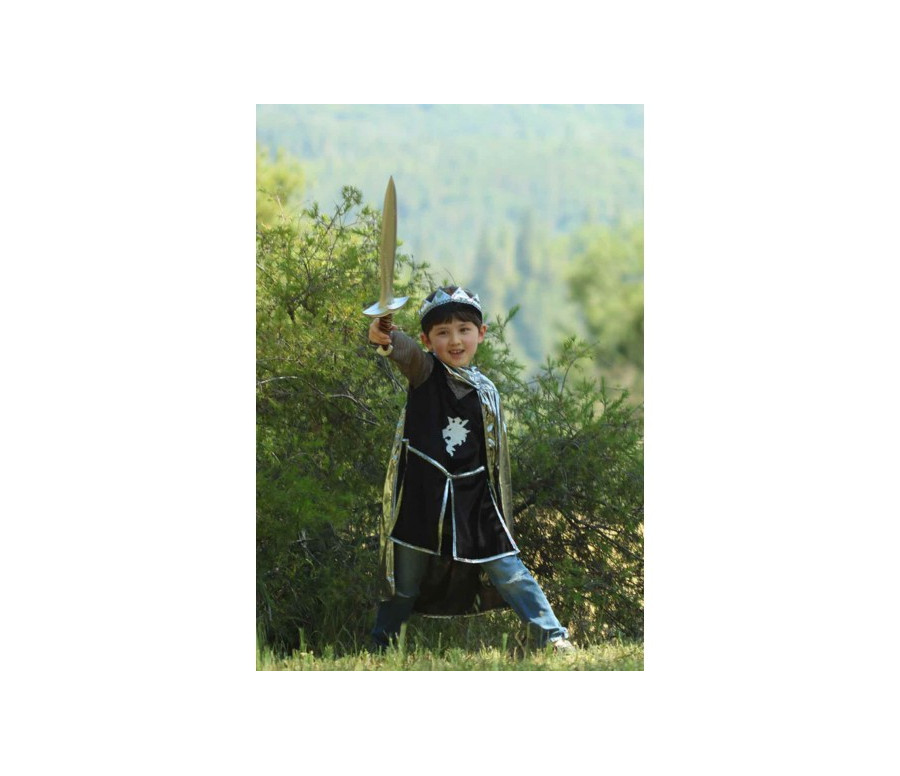 SET CHEVALIER (TUNIQUE, CAPE, COURONNE), ARGENT, TAILLE US 7-8 (3 PCS) SET CHEVALIER (TUNIQUE, CAPE, COURONNE), ARGENT, TAILLE US 7-8 (3 PCS)