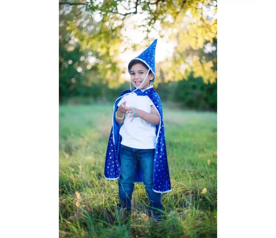 CAPE DE MAGICIEN AVEC CHAPEAU, BLEU, TAILLE US 4-6 (2 PCS) CAPE DE MAGICIEN AVEC CHAPEAU, BLEU, TAILLE US 4-6 (2 PCS)