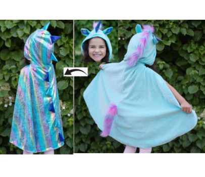 CAPE REVERSIBLE LICORNE/DRAGON, BLEU CLAIR, TAILLE US 5-6
