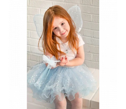 SET DE FEE, JUPE, AILES ET BAGUETTE, BLEU CLAIR, TAILLE US 4-6 (3 PCS)