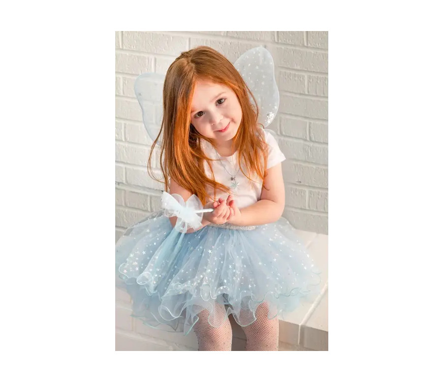 SET DE FEE, JUPE, AILES ET BAGUETTE, BLEU CLAIR, TAILLE US 4-6 (3 PCS) SET DE FEE, JUPE, AILES ET BAGUETTE, BLEU CLAIR, TAILLE US 4-6 (3 PCS)