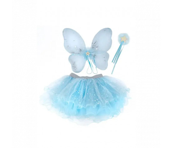 SET DE FEE, JUPE, AILES ET BAGUETTE, BLEU CLAIR, TAILLE US 4-6 (3 PCS)