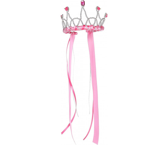 DIADEME AVEC RUBANS, ROSE FONCE