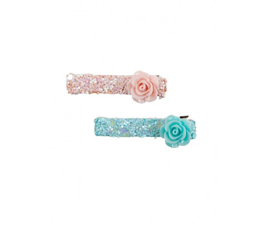 BARETTES BOUTIQUE GLITTER ROSETTE, 2 PCS