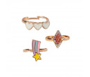 BAGUES BOUTIQUE HEART STAR, 3 PCS BAGUES BOUTIQUE HEART STAR, 3 PCS