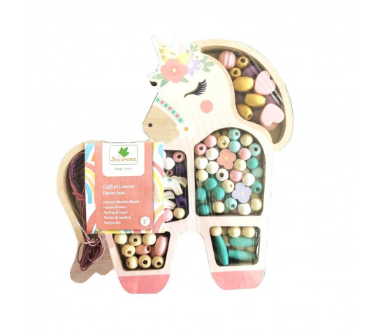 COFFRET LICORNE PERLES BOIS