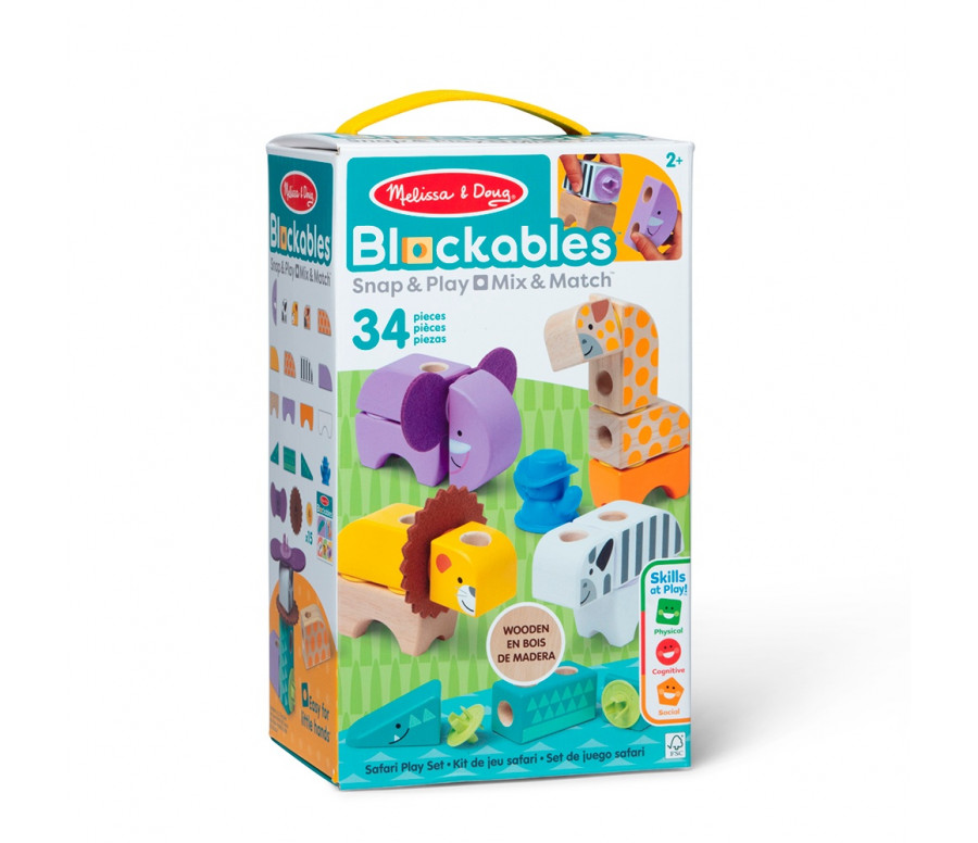 BLOCKABLES - LES ANIMAUX DE LA SAVANE - 34 PIECES BLOCKABLES - LES ANIMAUX DE LA SAVANE - 34 PIECES
