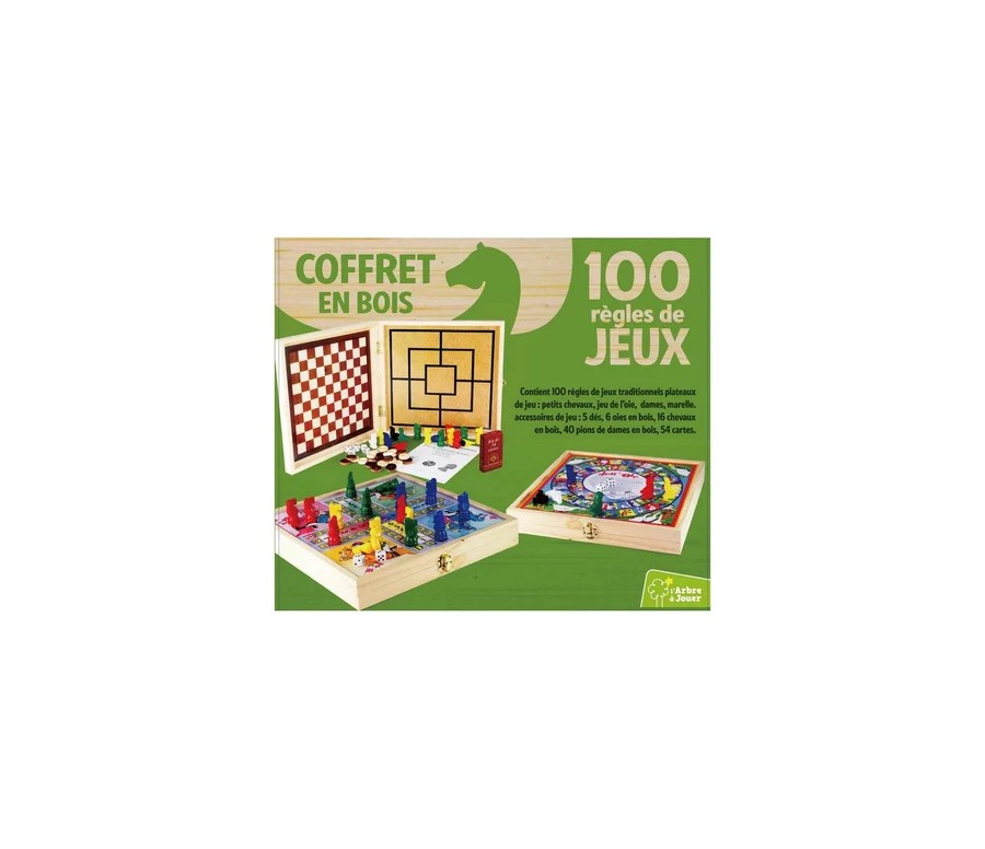COFFRET EN BOIS - 100 REGLES DE JEUX COFFRET EN BOIS - 100 REGLES DE JEUX