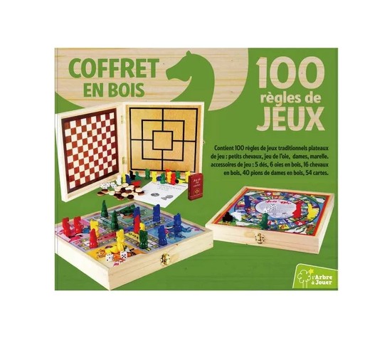 COFFRET EN BOIS - 100 REGLES DE JEUX