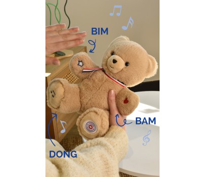 OURS FRANCAIS MUSICAL - TAM TAM BEIGE