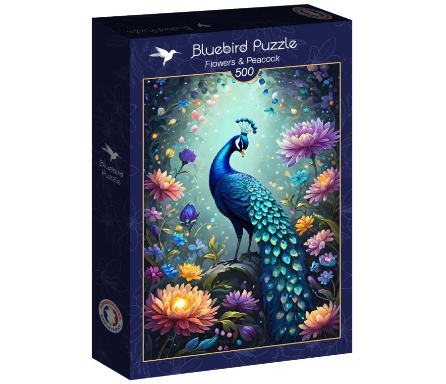Puzzle 500p - Fleurs et Paon