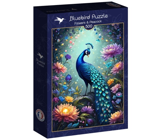 Puzzle 500p - Fleurs et Paon