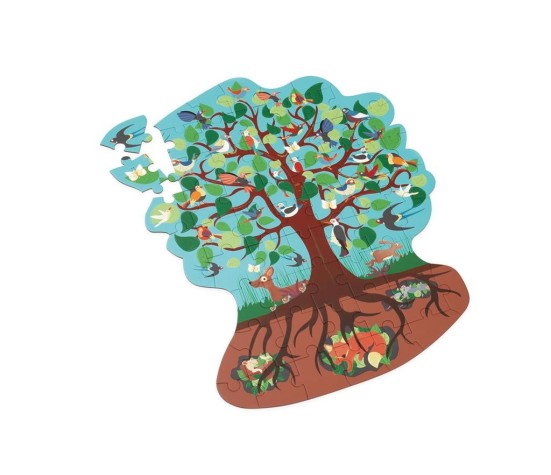 Puzzle 58p - Puzzle Contour Arbre Oiseaux